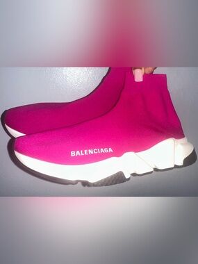 Balenciaga Hot Pink Sock-Style Sneaker with White Sole
